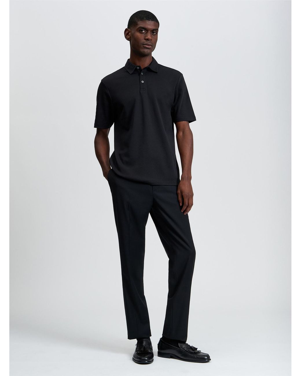 Ben Sherman Blue Short Sleeve Smart Tailored Polo In Black for men