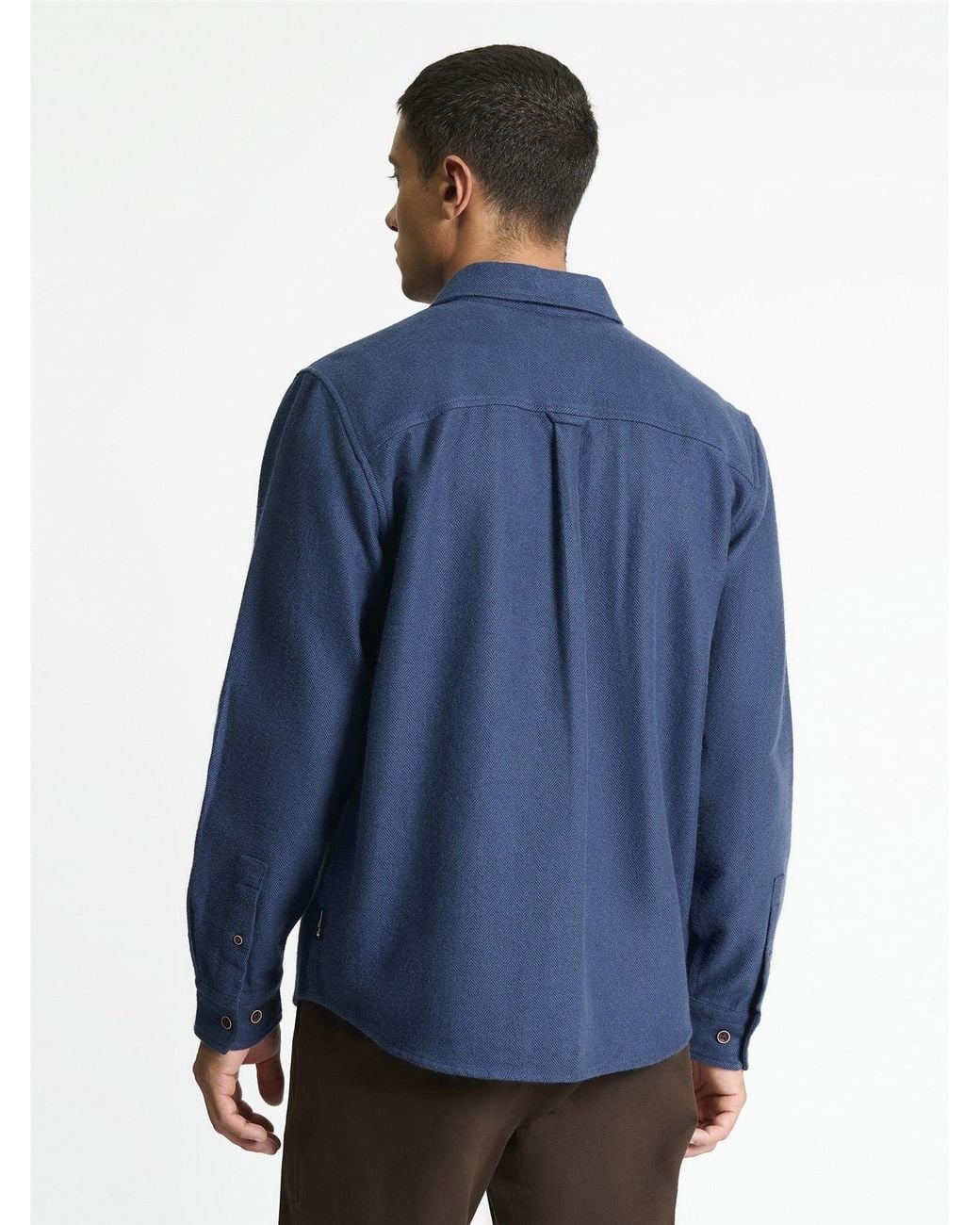 Ben Sherman Blue Long Sleeve Brushed Herringbone Overshirt In for men
