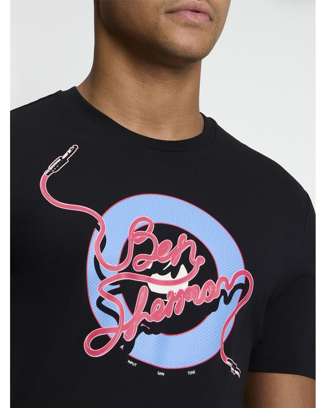 Ben Sherman Blue Short Sleeve Unplugged Target Tshirt In Black for men