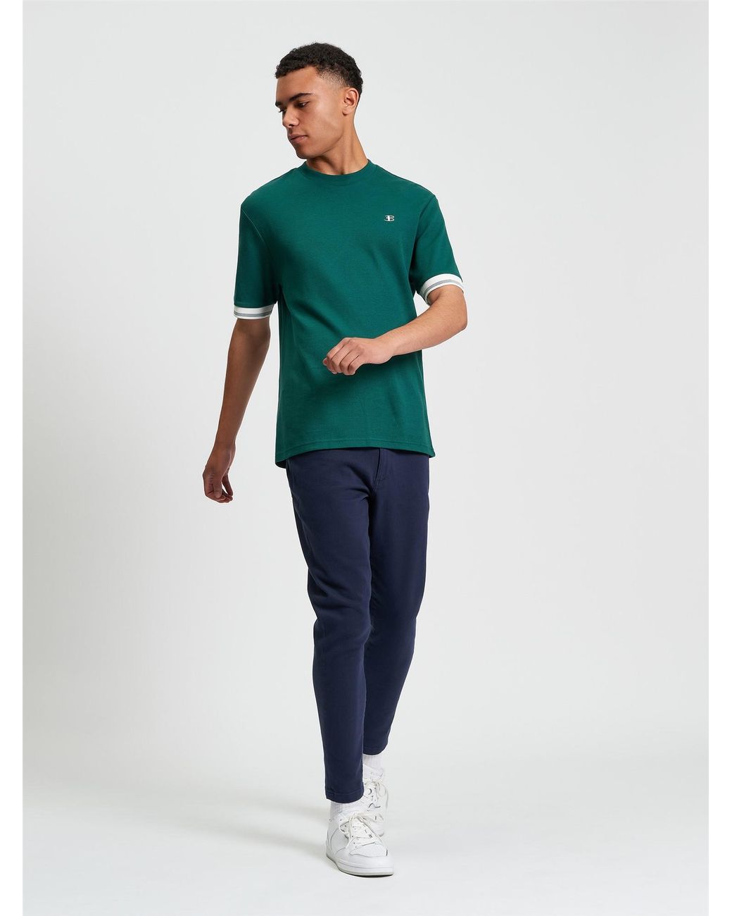 Ben Sherman Green Textured Tipped Tee In for men
