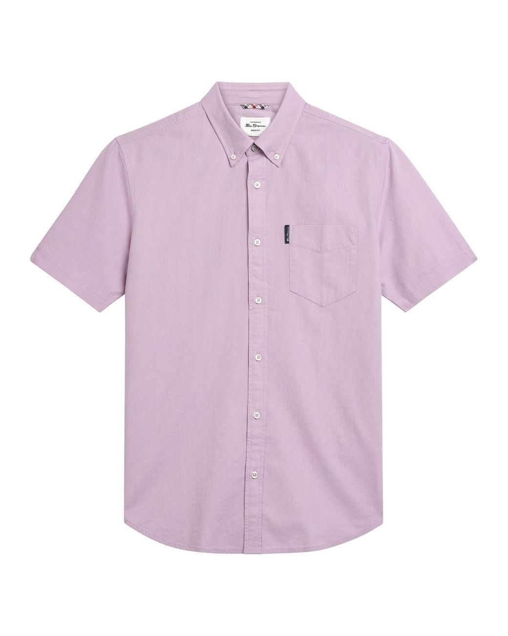 Ben Sherman Short Sleeve Signature Oxford Shirt In Purple for men