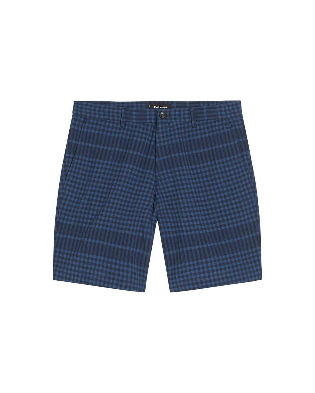Ben Sherman Blue Seersucker Check Shorts In Dark Navy for men