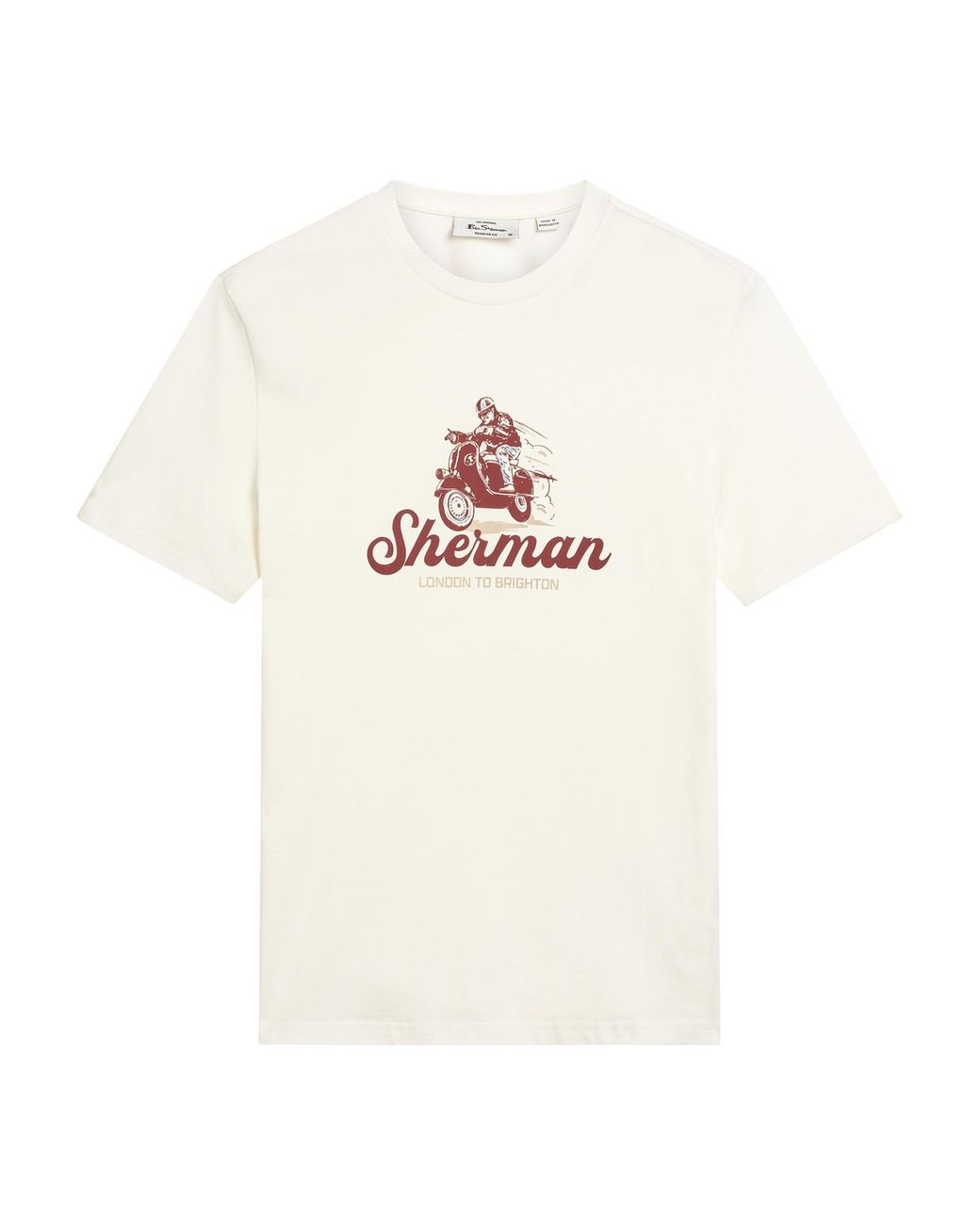 Ben Sherman White Short Sleeve Race Day Tshirt In Ivory for men