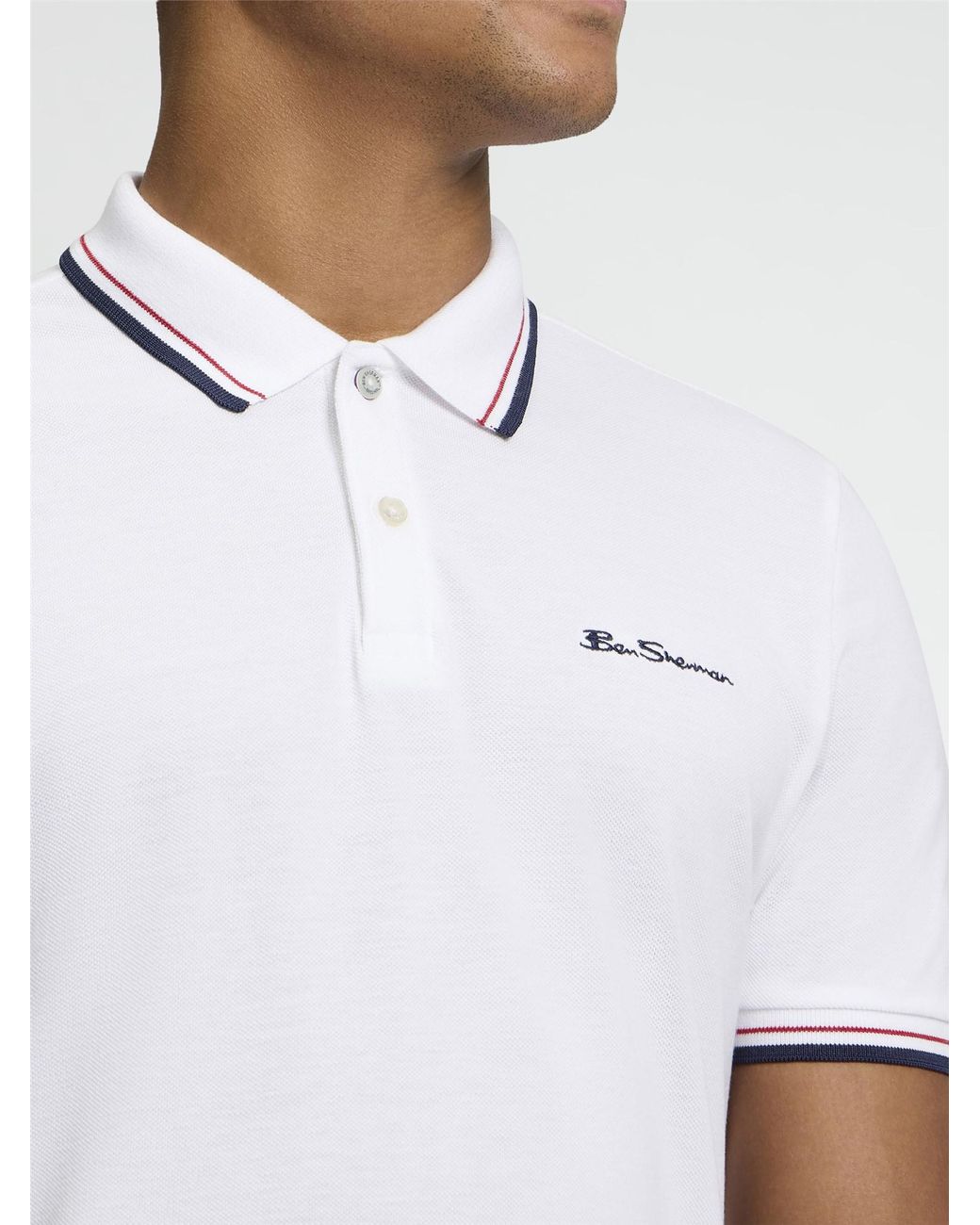 Ben Sherman White Short Sleeve Signature Pique Polo In for men