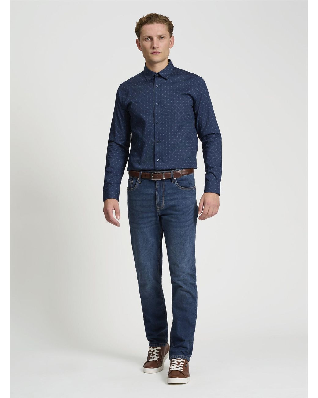 Ben Sherman Blue Long Sleeve Smart Print Shirt In for men
