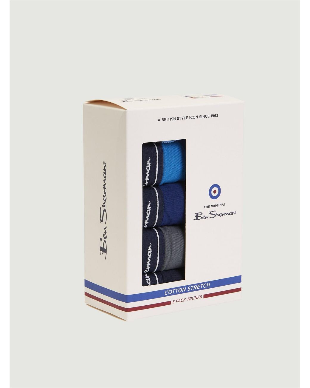 Ben Sherman 5 Pack Stripe Logo Trunks Assorted In Blue for men