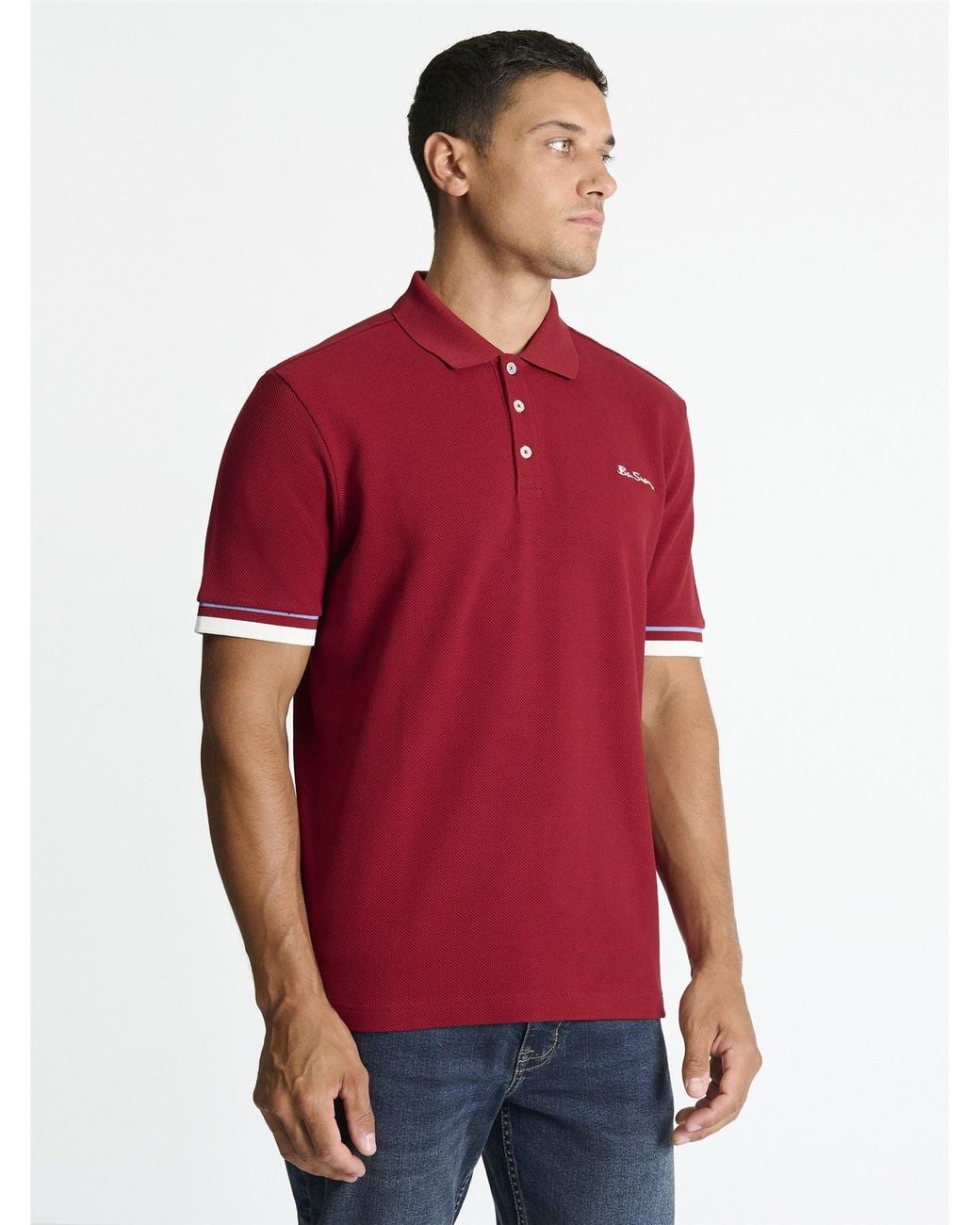 Ben Sherman Red Heavyweight Pique Polo Shirt In for men