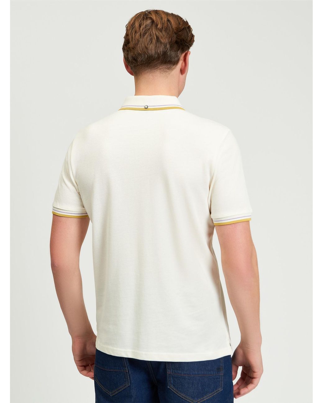 Ben Sherman Short Sleeve Signature Pique Polo In Oyster White for men