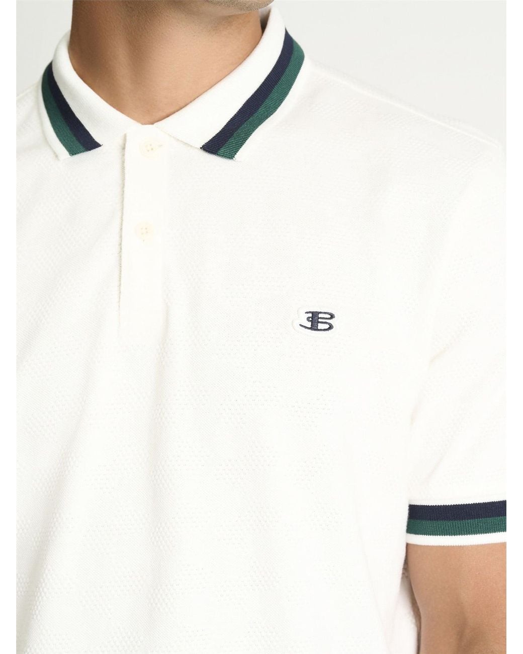 Ben Sherman White Fabric Interest Polo Shirt In for men