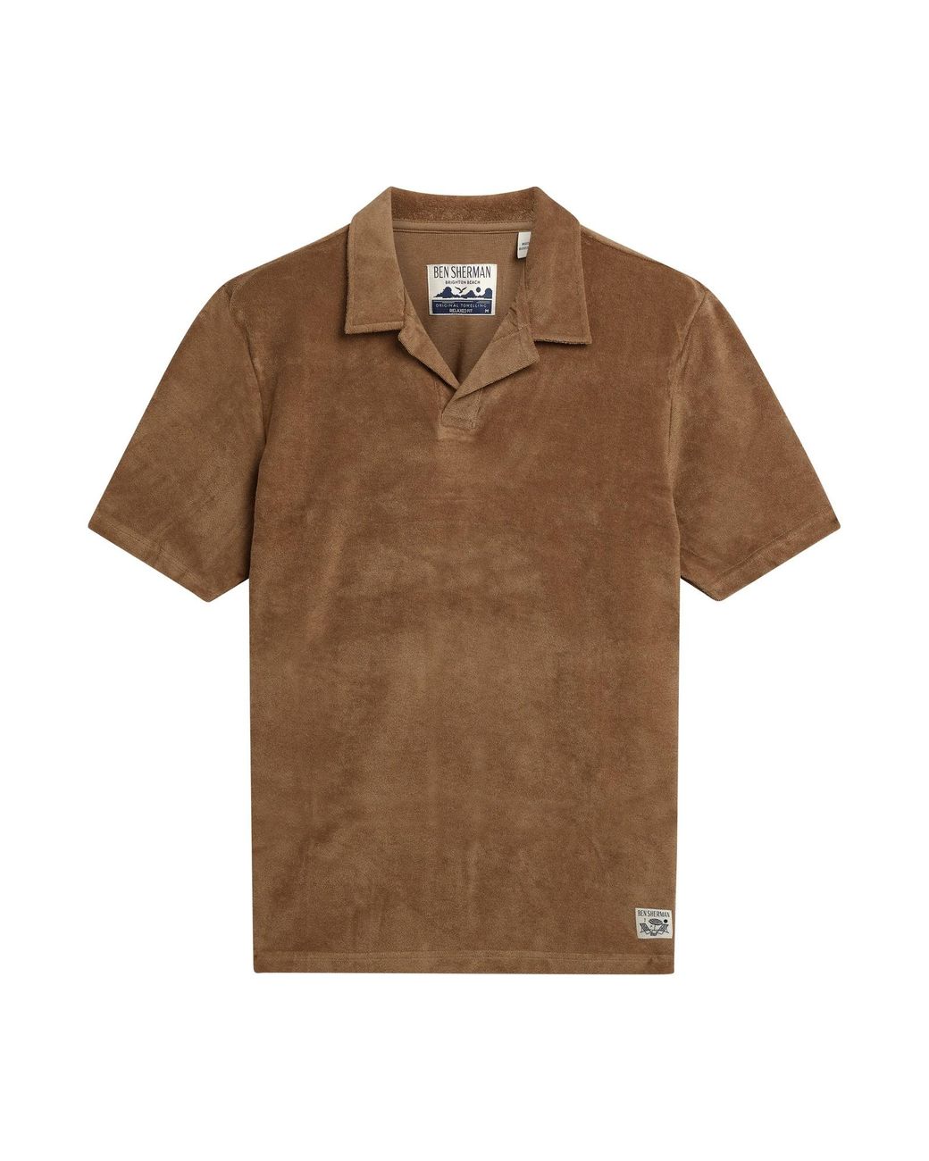 Ben Sherman Blue Short Sleeve Towelling Polo In Light Brown for men