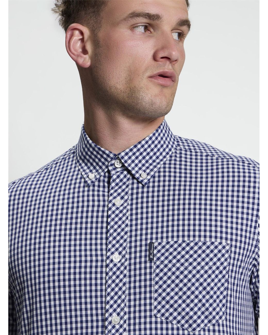Ben Sherman Blue Short Sleeve Signature Gingham Shirt In for men