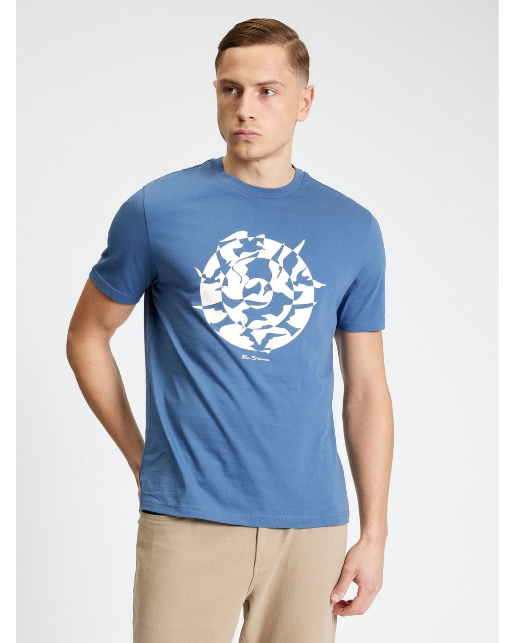 Ben Sherman Blue Short Sleeve Seagull Target Tshirt In Indigo for men