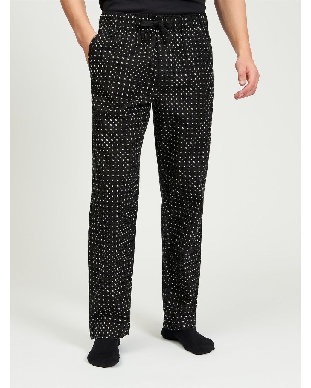 Ben Sherman Brushed Mono Print Trouser In Black for men