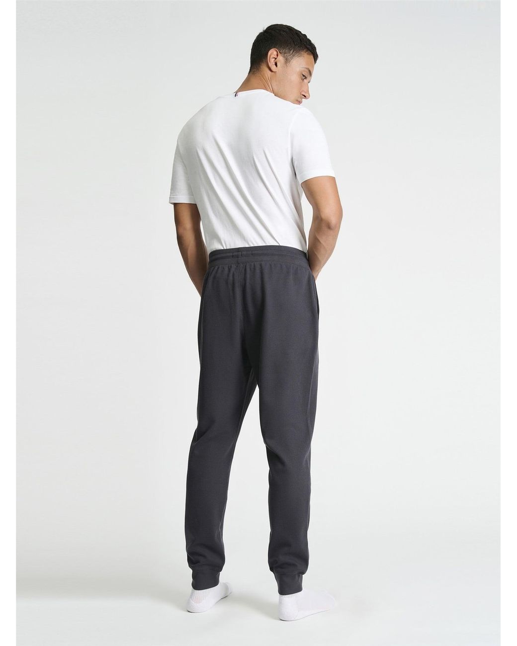 Ben Sherman Blue Jersey Waffle Trouser In Charcoal for men