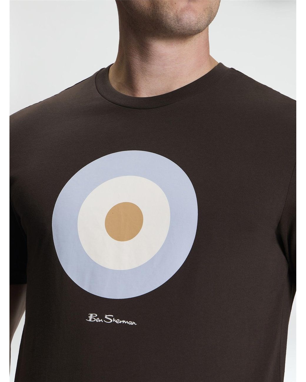 Ben Sherman White Short Sleeve Signature Target Tshirt In Bark for men