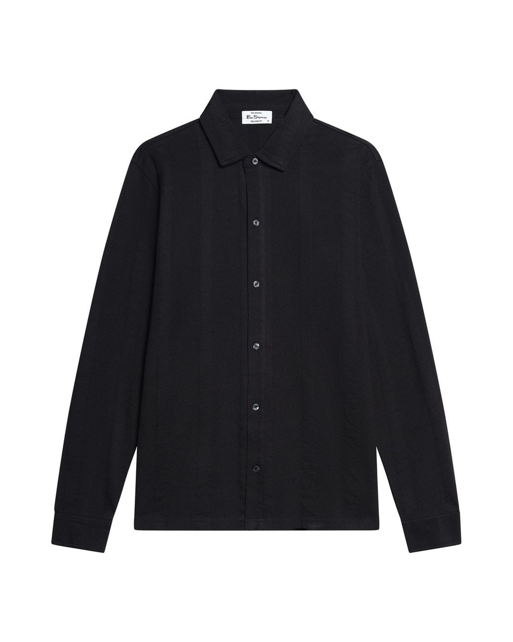 Ben Sherman Blue Long Sleeve Candy Stripe Button Through Polo In Black for men