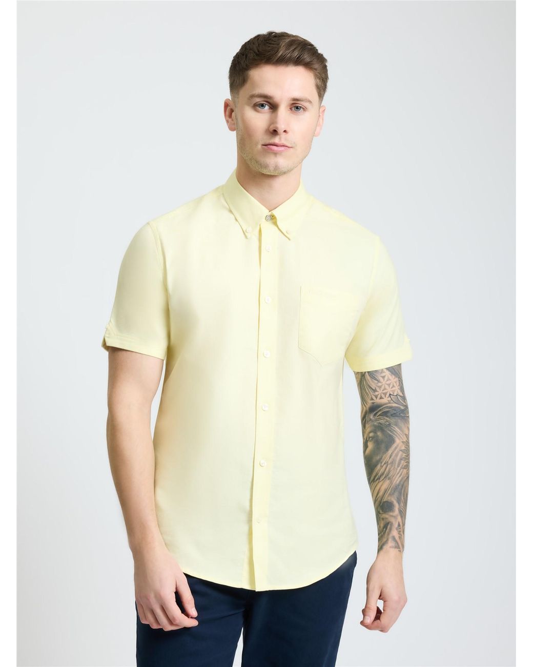 Ben Sherman Blue Short Sleeve Oxford Shirt In Corn for men