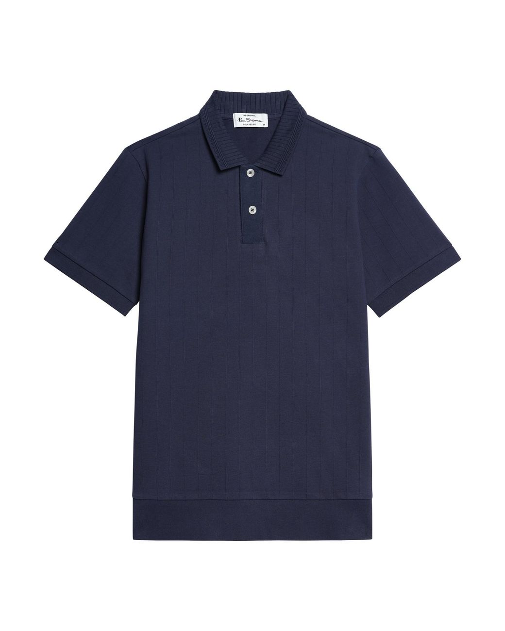 Ben Sherman Blue Short Sleeve Rib Hem Stripe Polo In Dark Navy for men