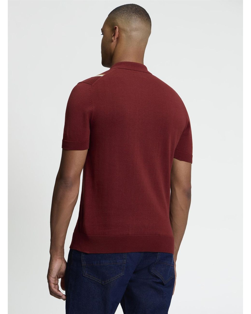 Ben Sherman Red Short Sleeve Mod Stripe Knitted Polo In for men