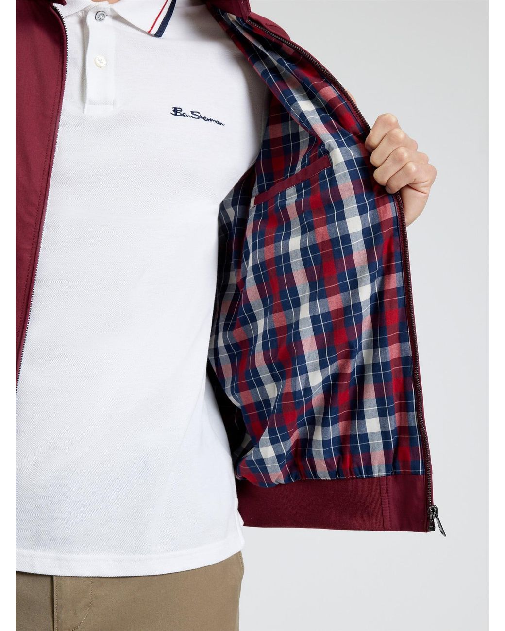 Ben Sherman Red Signature Harrington Jacket In Cherry for men
