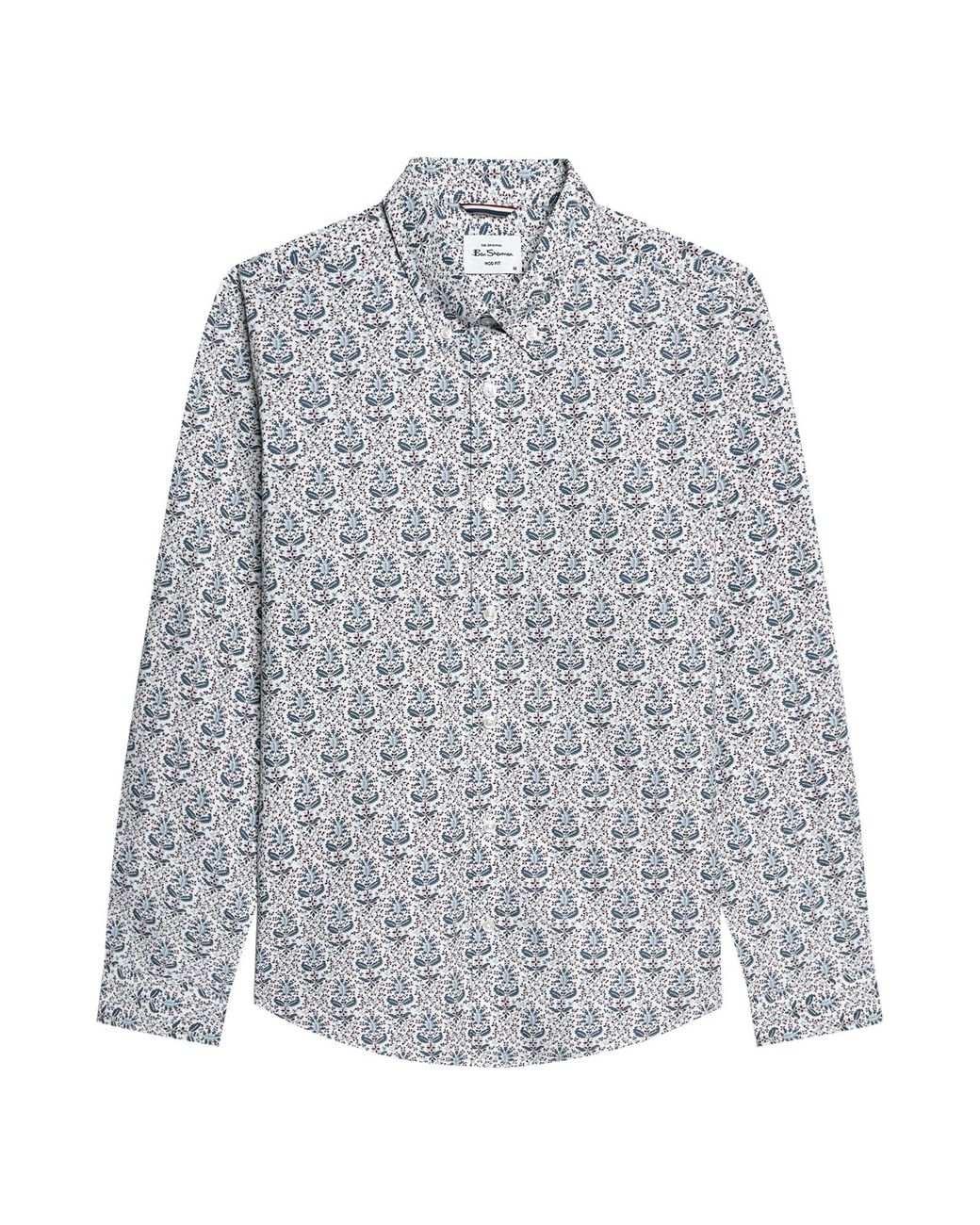 Ben Sherman Gray Long Sleeve Intricate Floral Print Shirt In for men