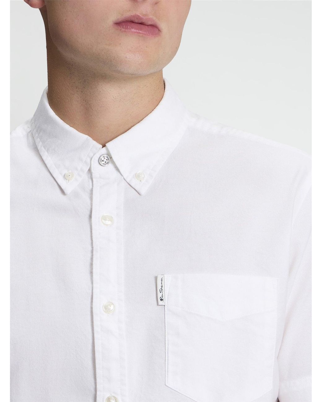 Ben Sherman White Short Sleeve Signature Oxford Shirt In for men