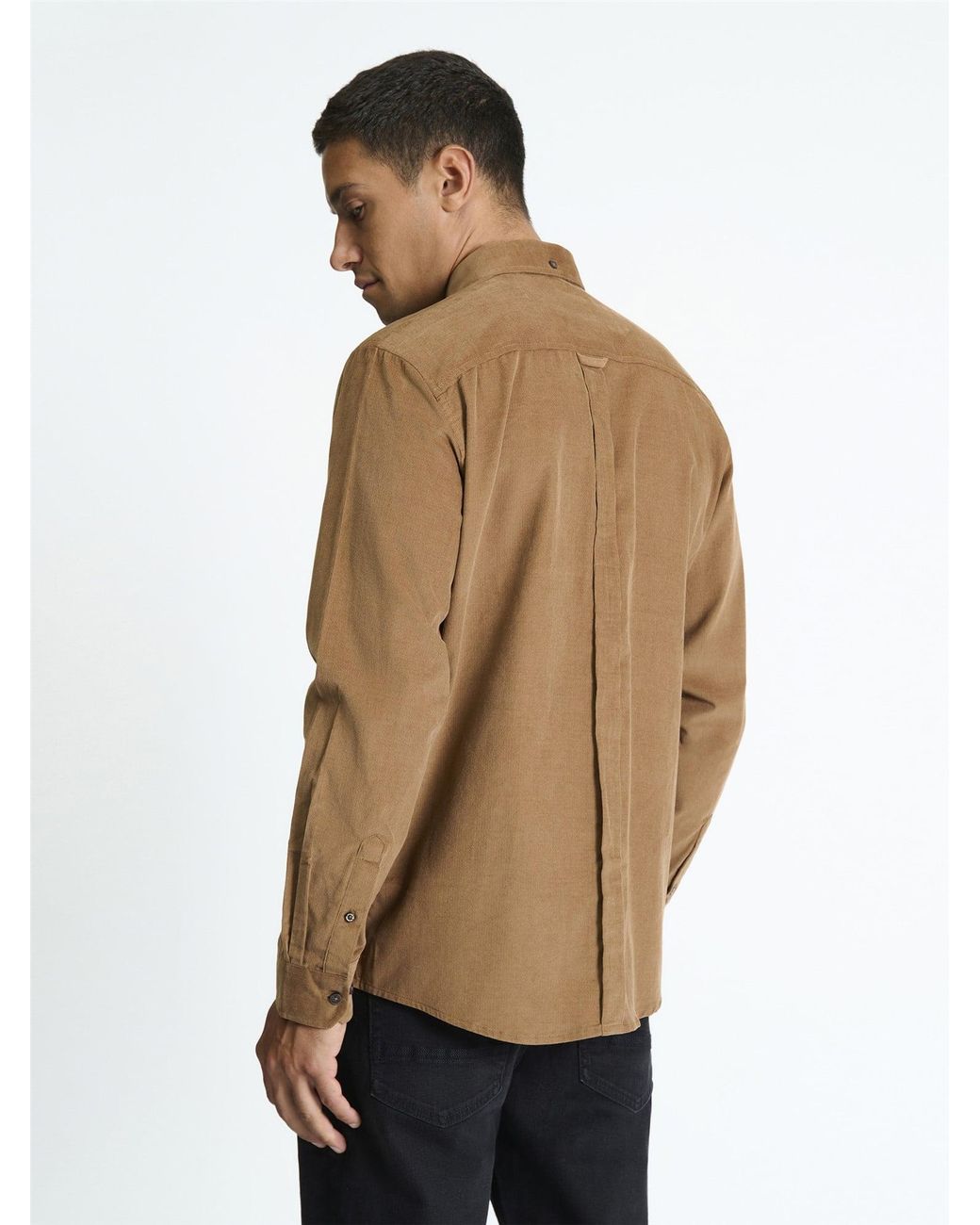 Ben Sherman Natural Long Sleeve Fine Cordurory Shirt In for men