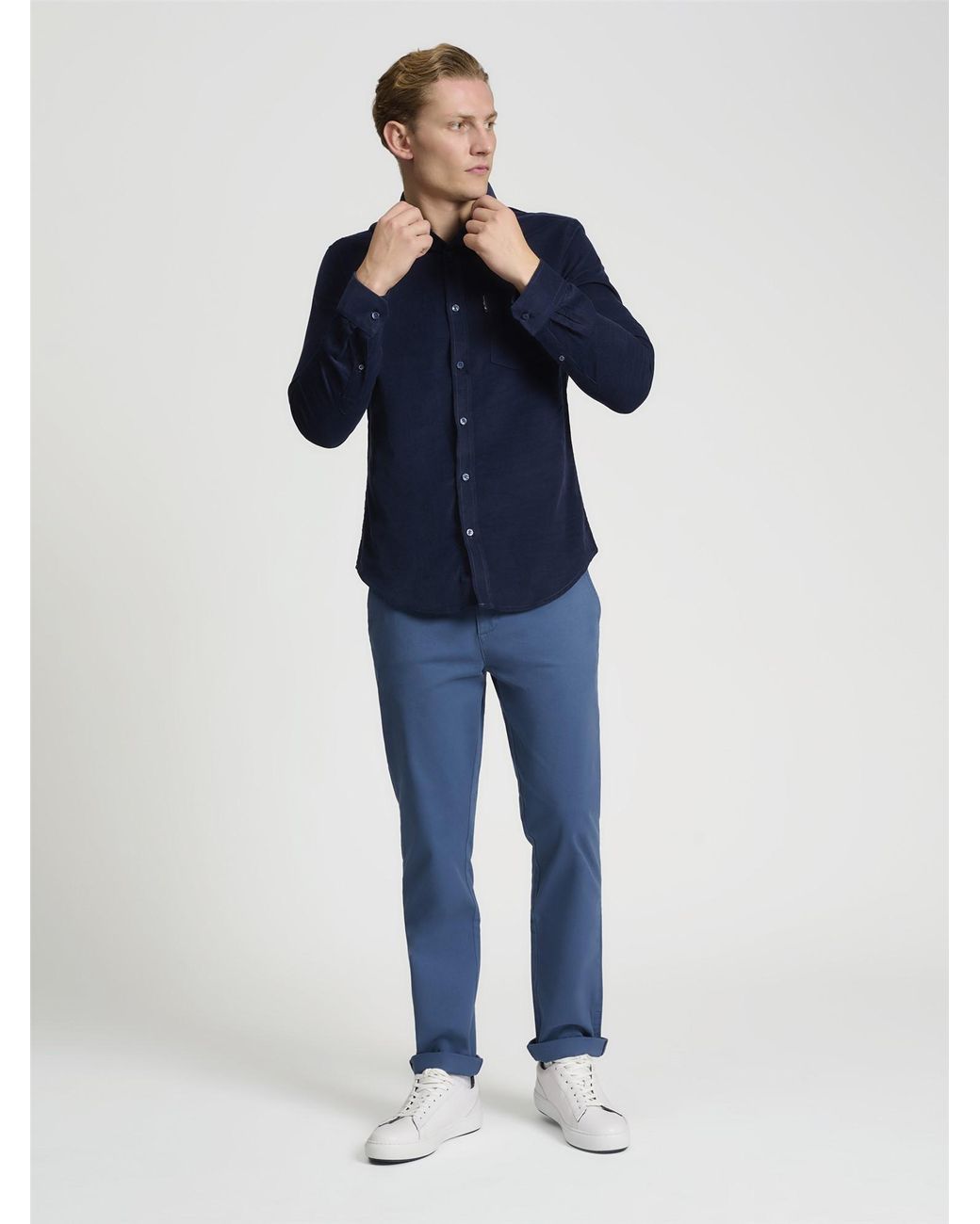 Ben Sherman Blue Plain Cord Shirt In for men