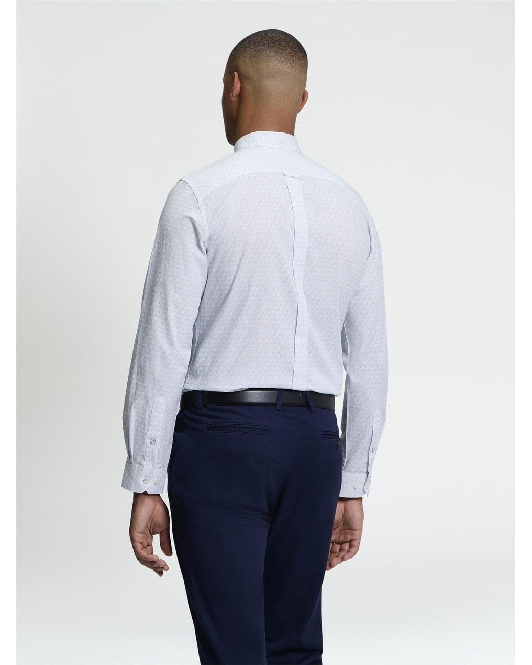 Ben Sherman White Long Sleeve Optic Geo Print Shirt In for men