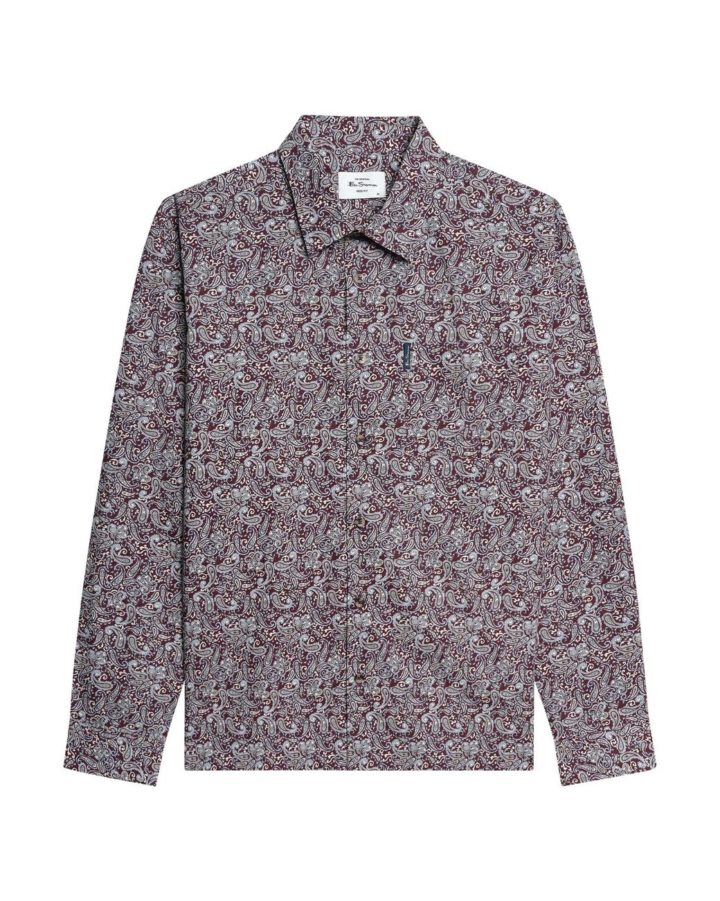 Ben Sherman Gray Long Sleeve Paisley Print Shirt In for men