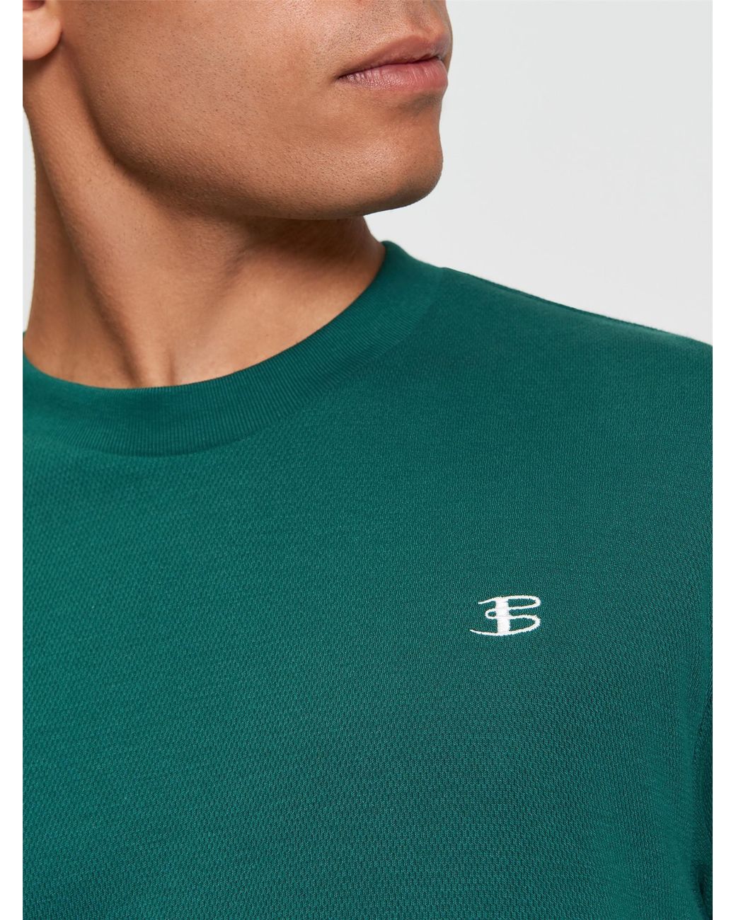 Ben Sherman Green Textured Tipped Tee In for men