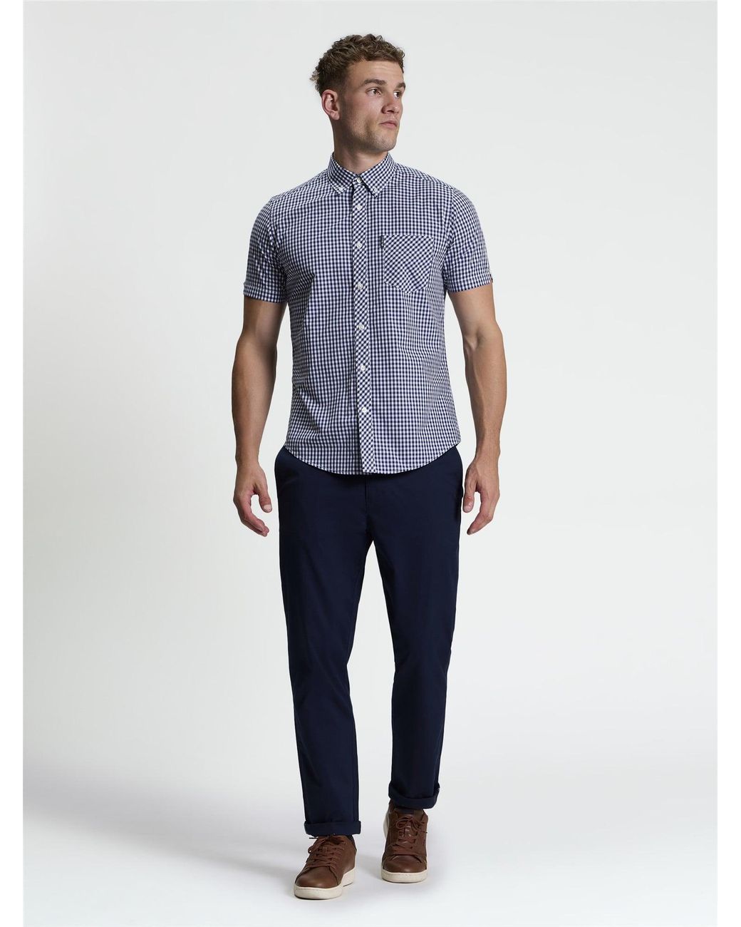 Ben Sherman Blue Short Sleeve Signature Gingham Shirt In for men