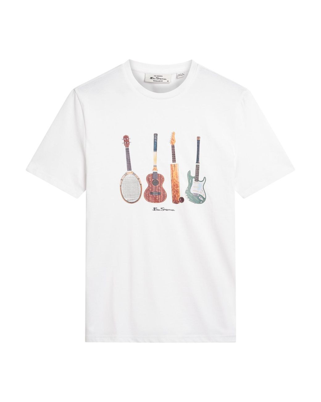 Ben Sherman Short Sleeve Jumble Guitars Tshirt In White for men