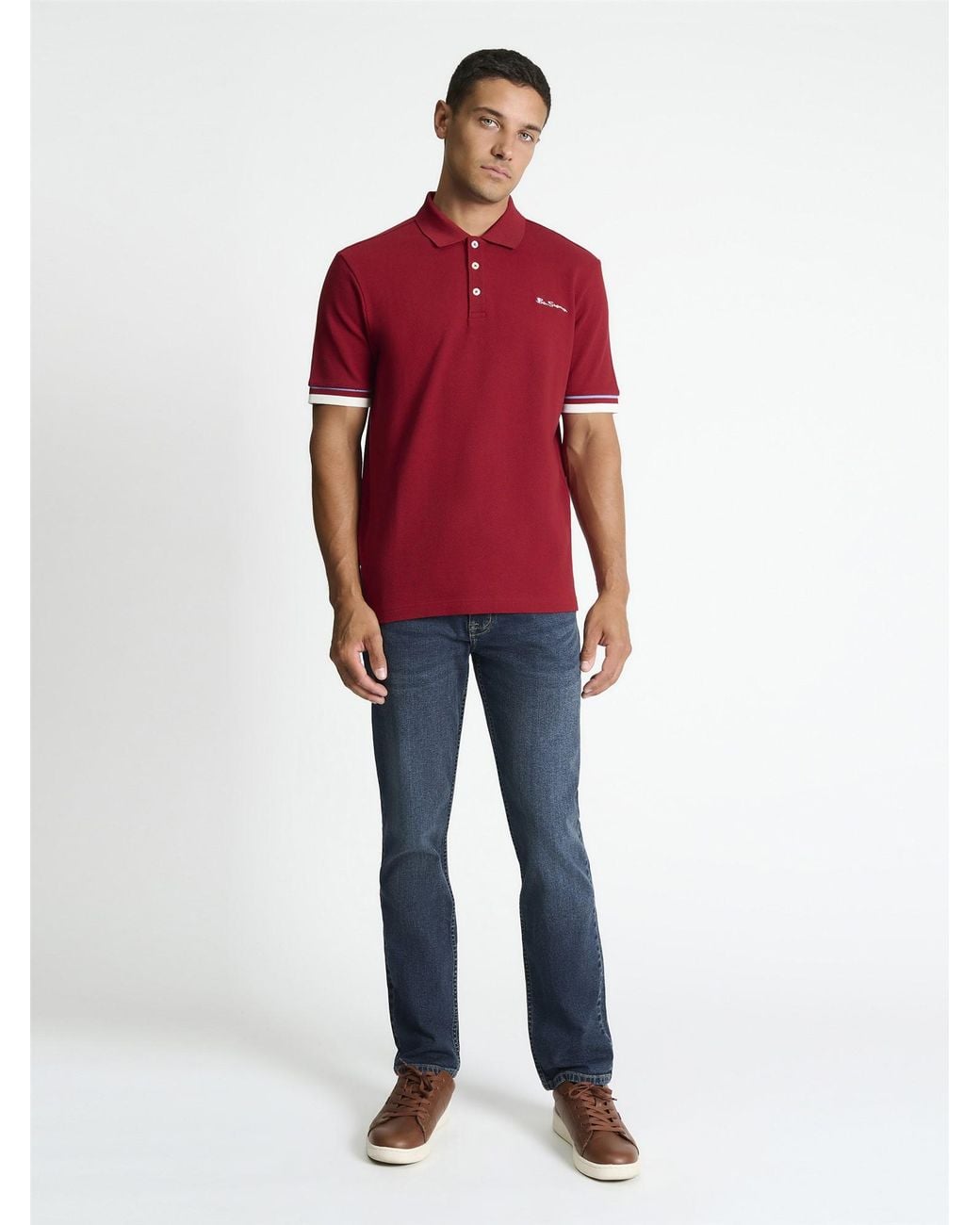 Ben Sherman Red Heavyweight Pique Polo Shirt In for men