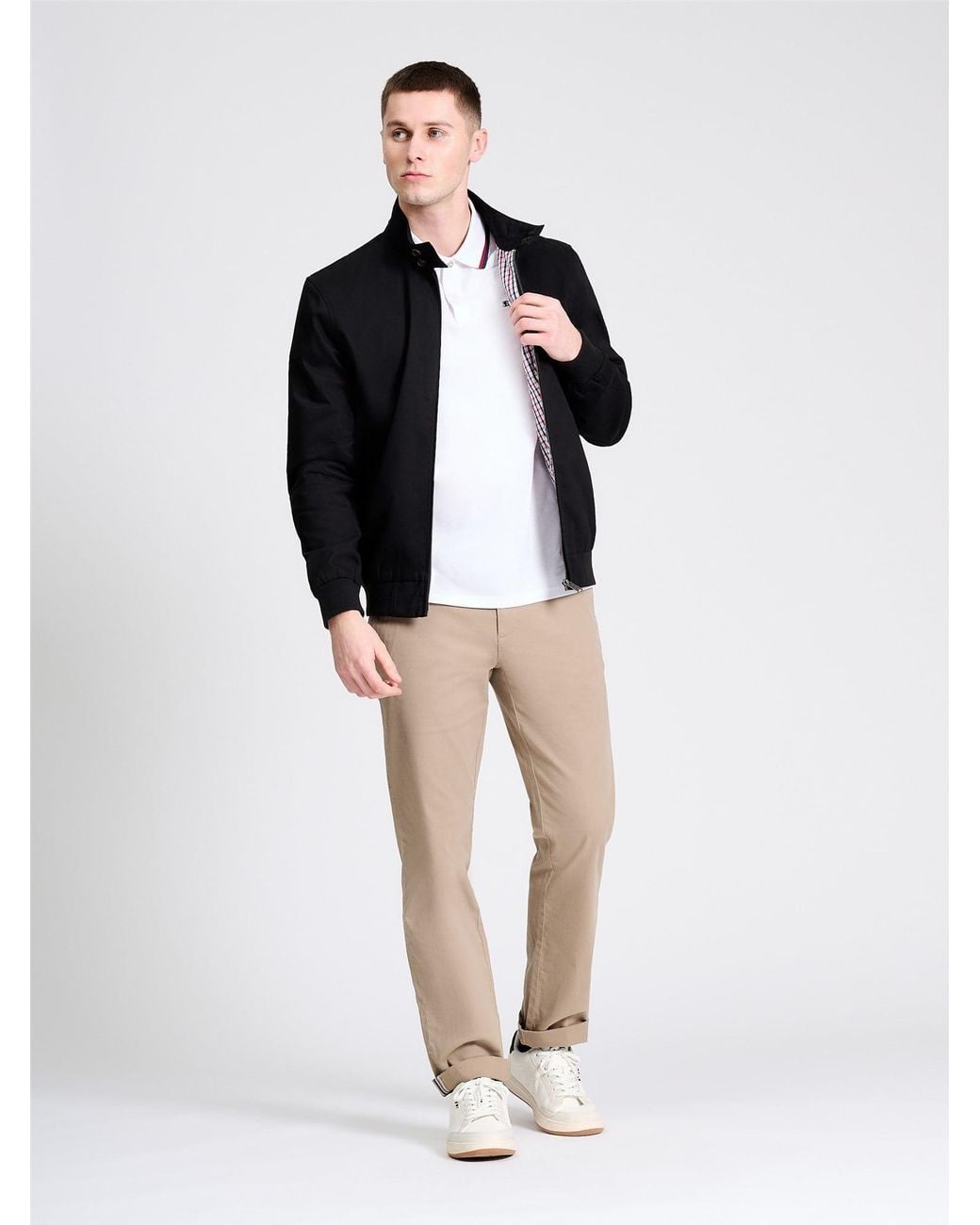 Ben Sherman White Rim Hem Signature Harrington In Black for men