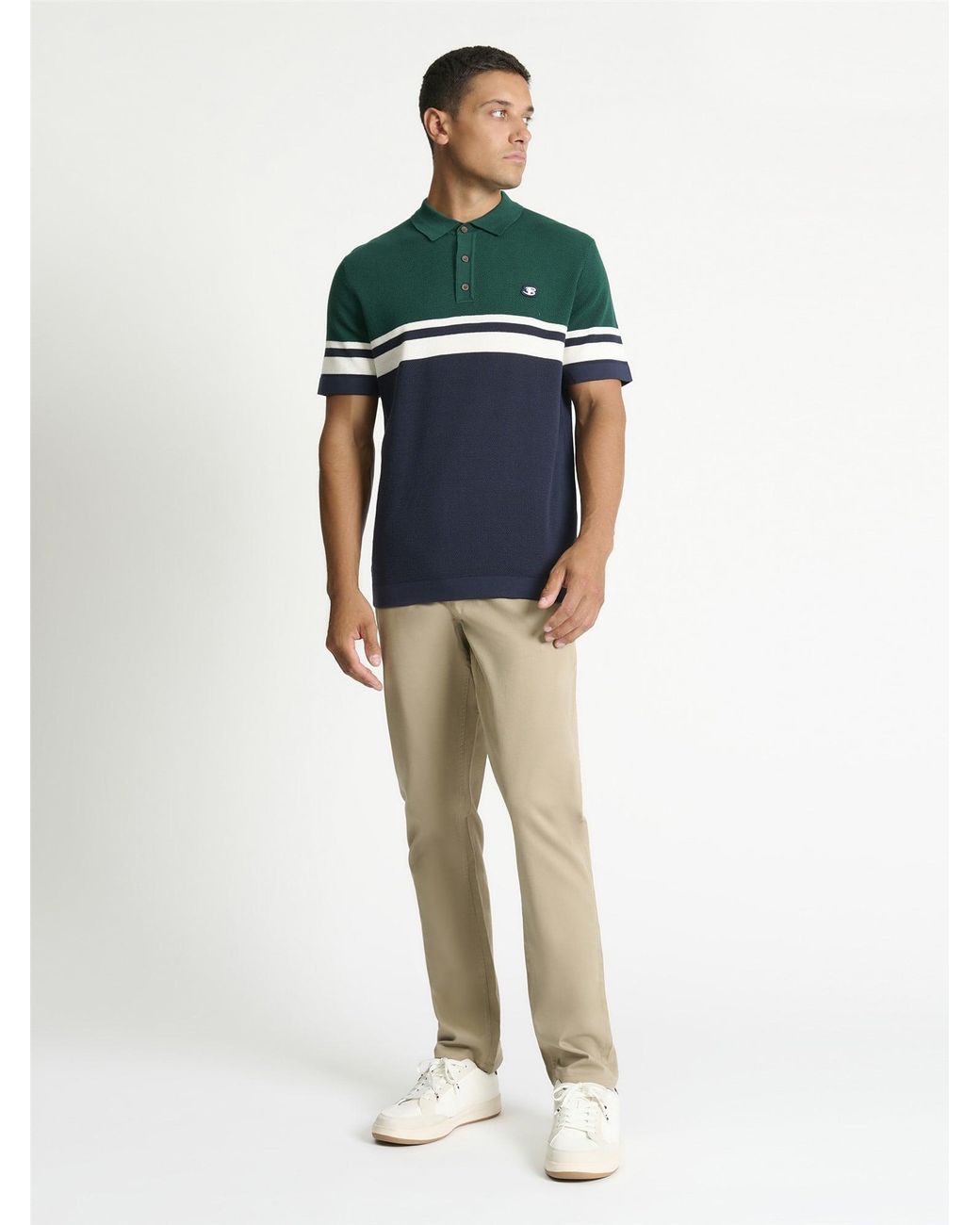 Ben Sherman Green Short Sleeve Sports Stripe Knitted Polo In for men