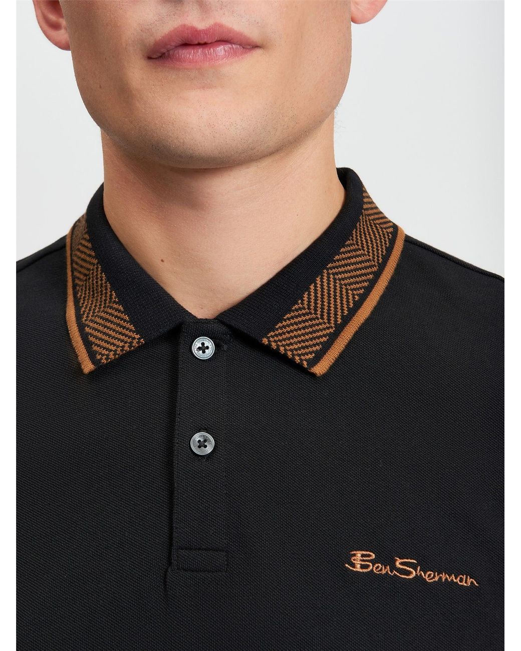 Ben Sherman Multicolor Mono Collar Interest Polo In Black for men