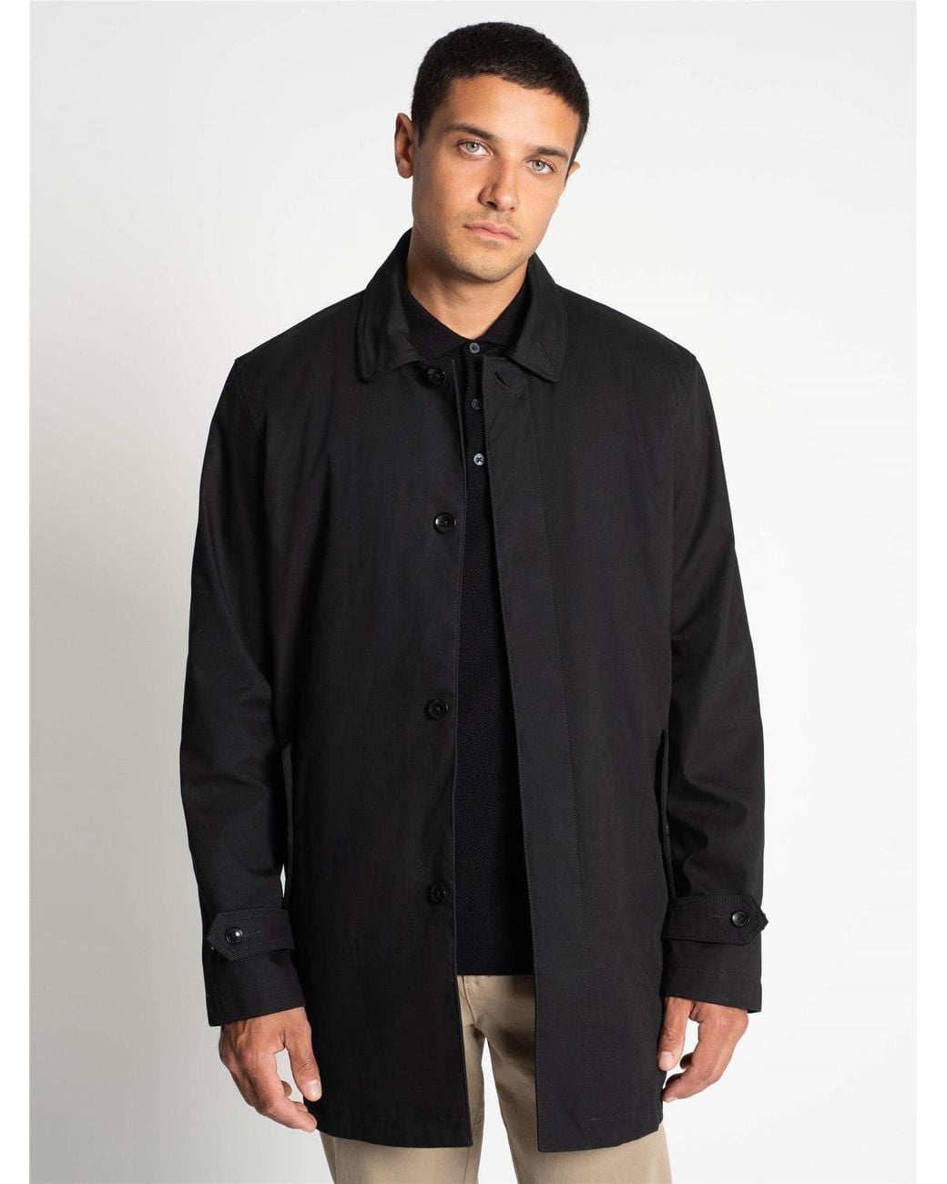 Ben Sherman Black Wadded Bonded Mac In for men