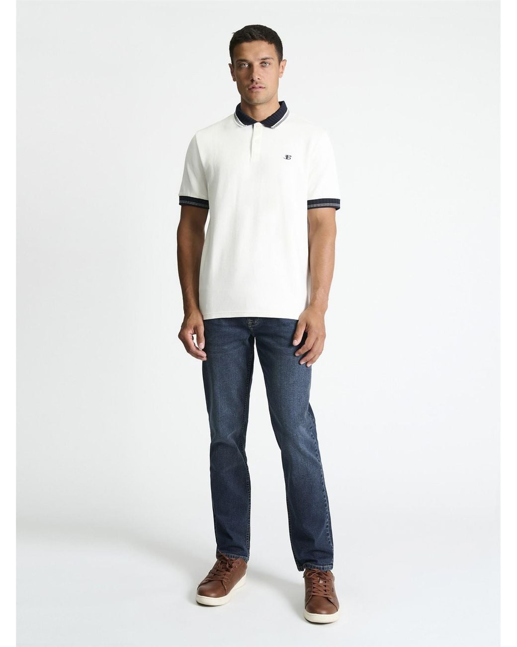 Ben Sherman White Trim Block Polo Shirt In for men
