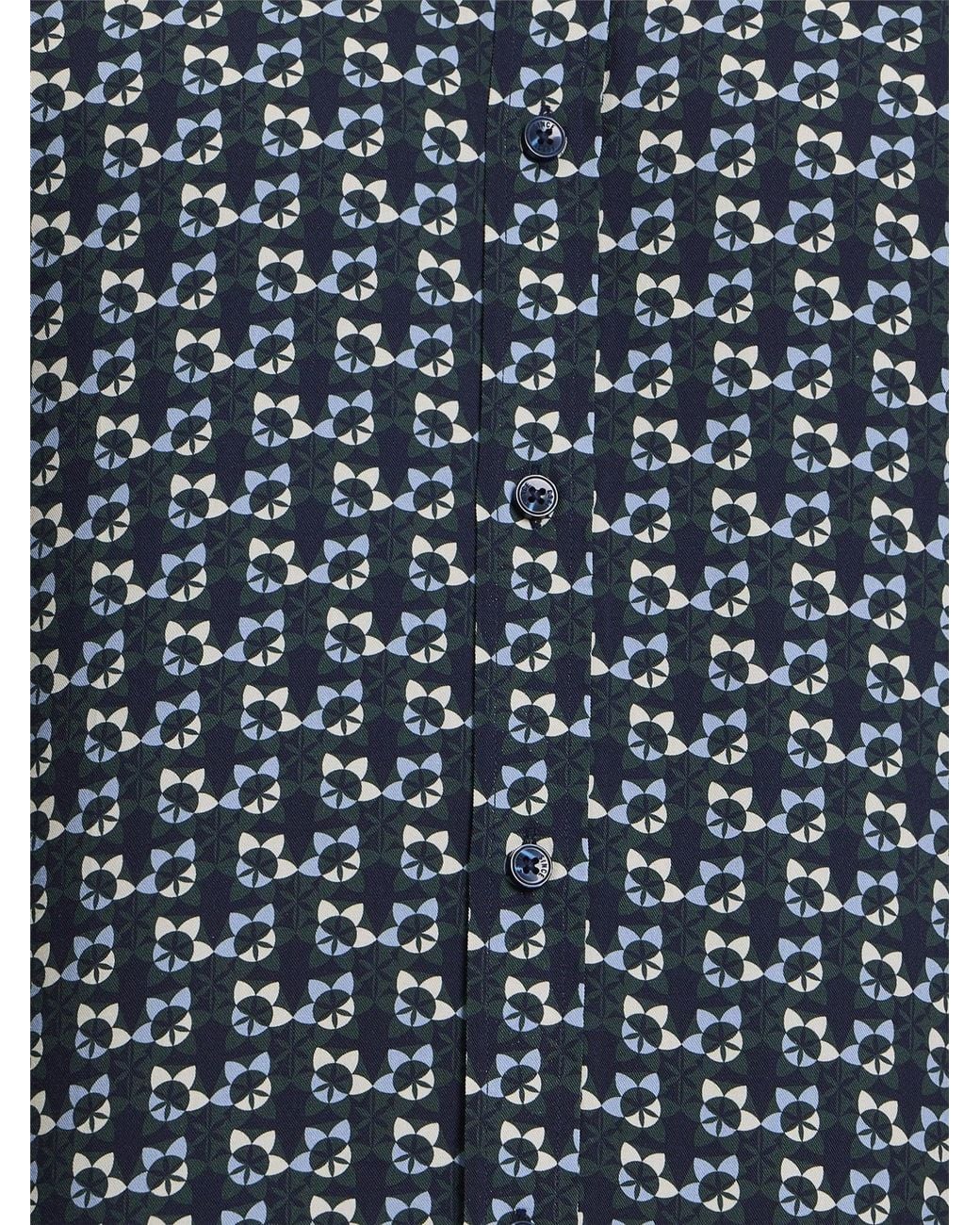 Ben Sherman Blue Long Sleeve Foulard Print Shirt In Lotus Green for men