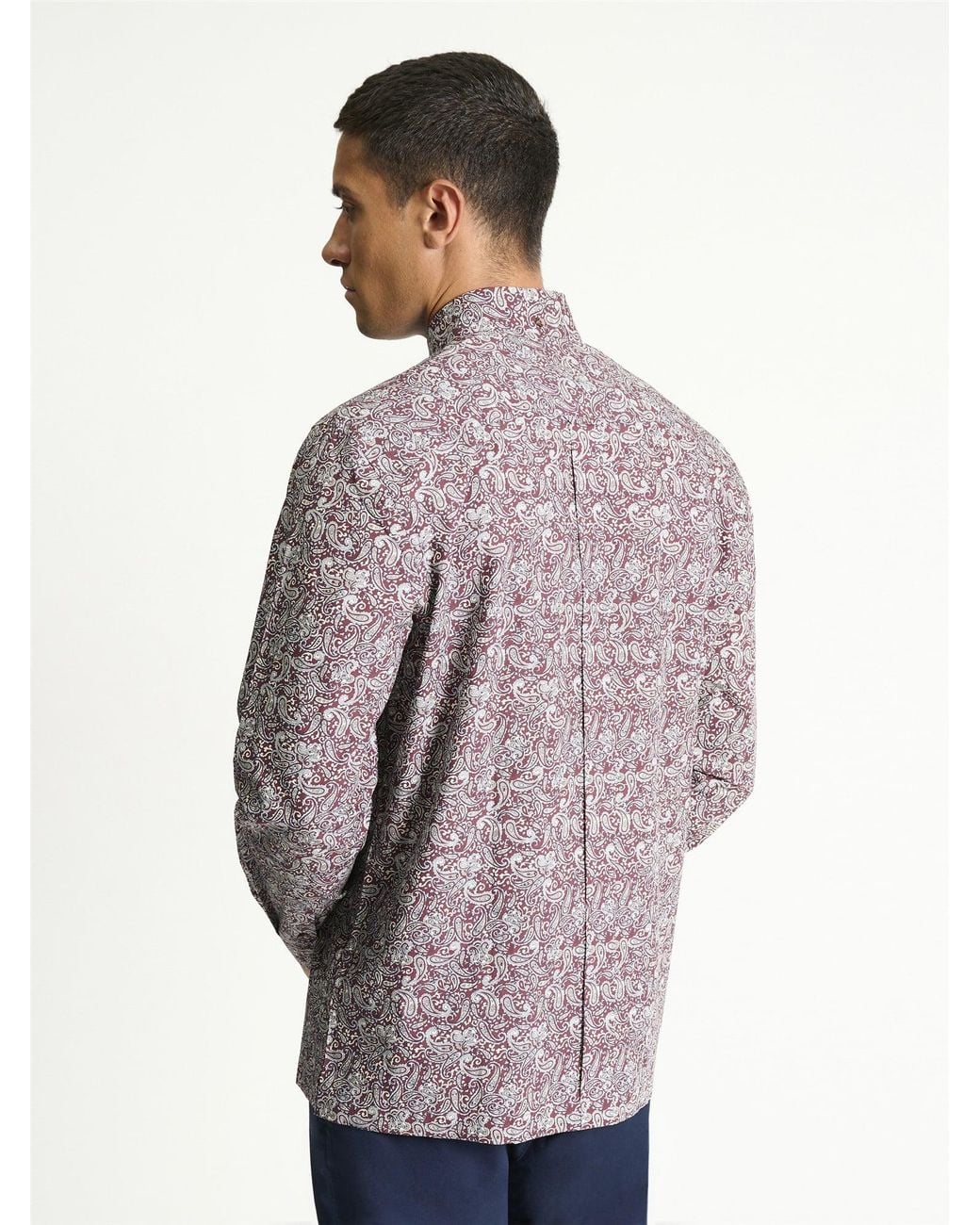 Ben Sherman Gray Long Sleeve Paisley Print Shirt In for men