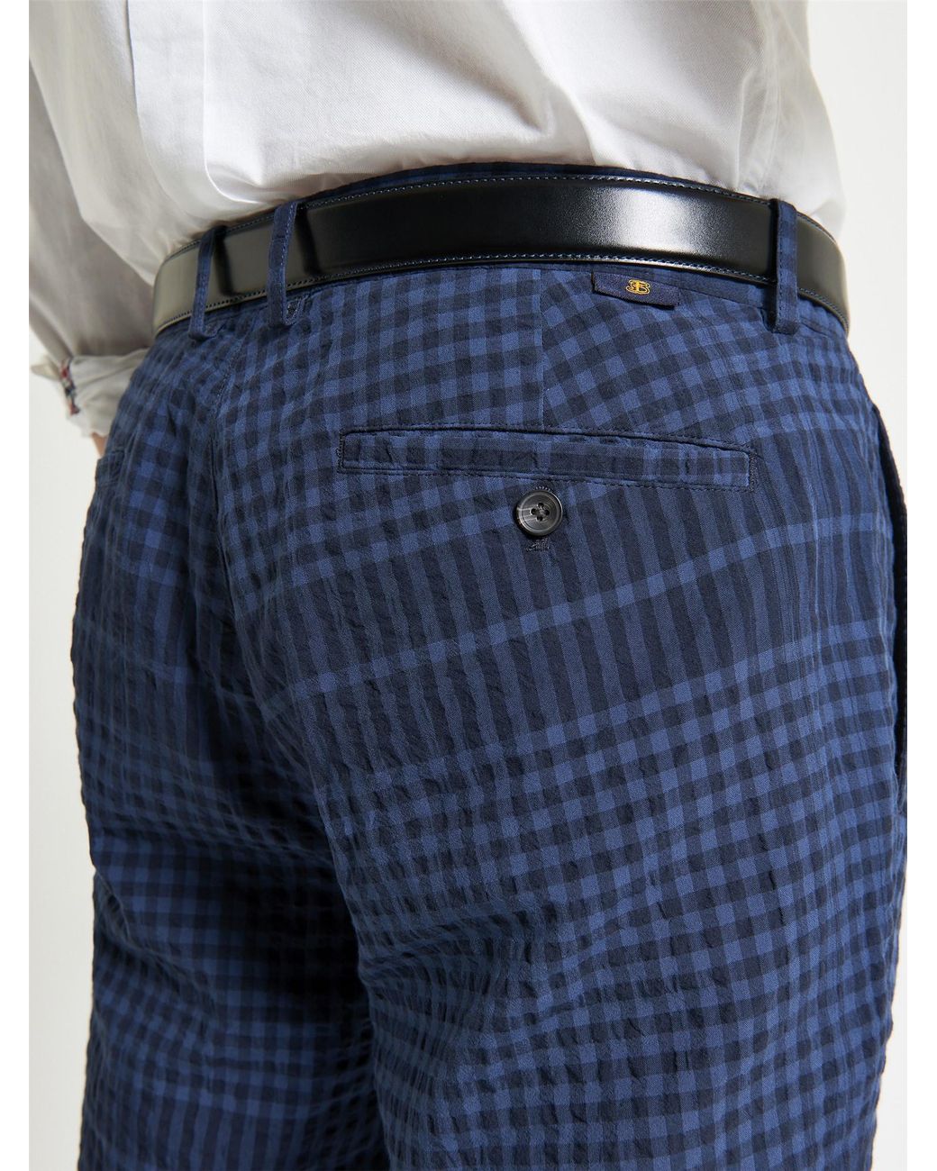 Ben Sherman Blue Seersucker Check Shorts In Dark Navy for men