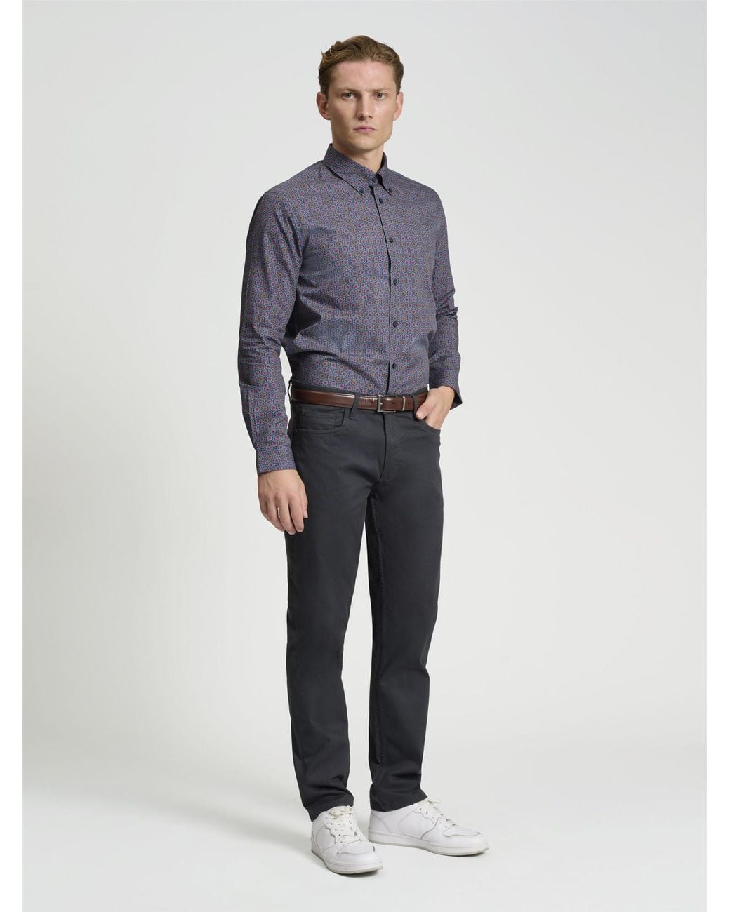 Ben Sherman Blue Long Sleeve Foulard Print In Dark Navy for men