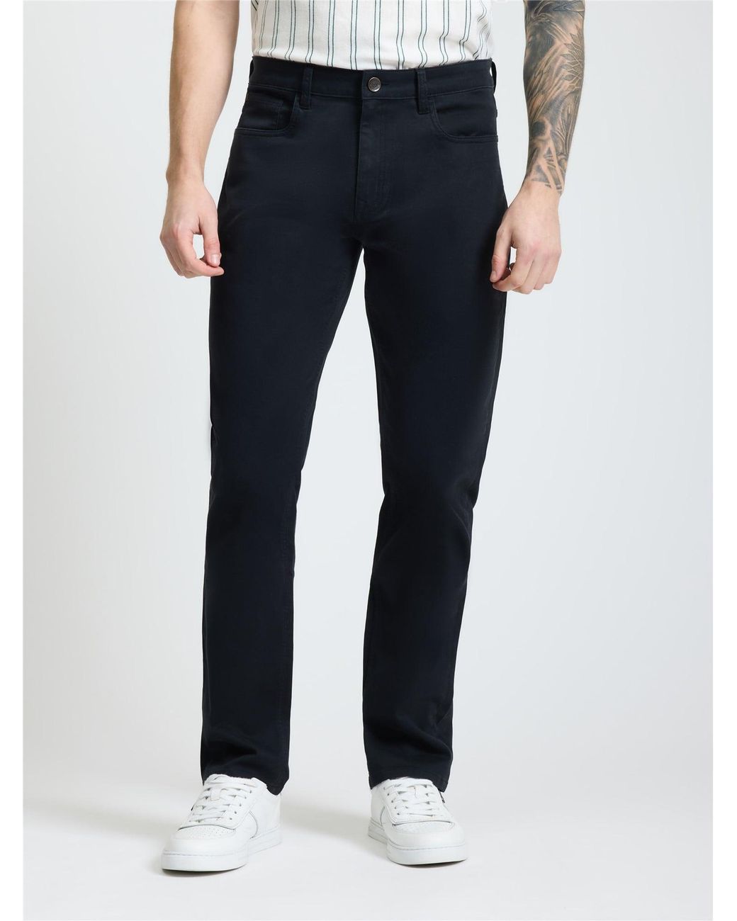 Ben Sherman Blue 5 Pocket Bedford Trousers In Black for men