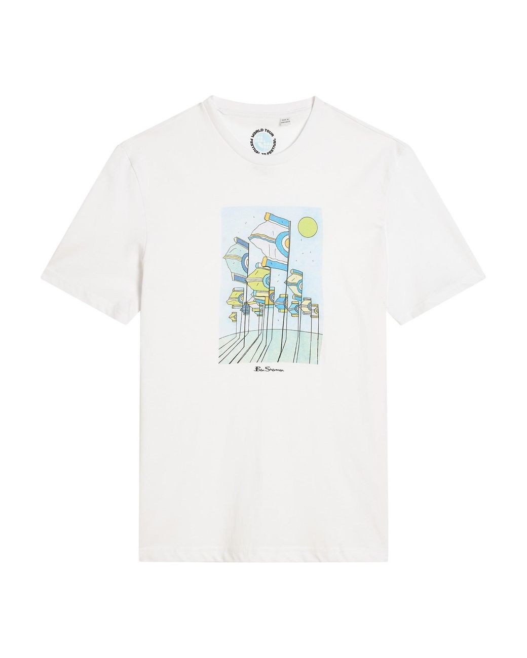 Ben Sherman Blue Short Sleeve Festival Flag Tshirt In White for men