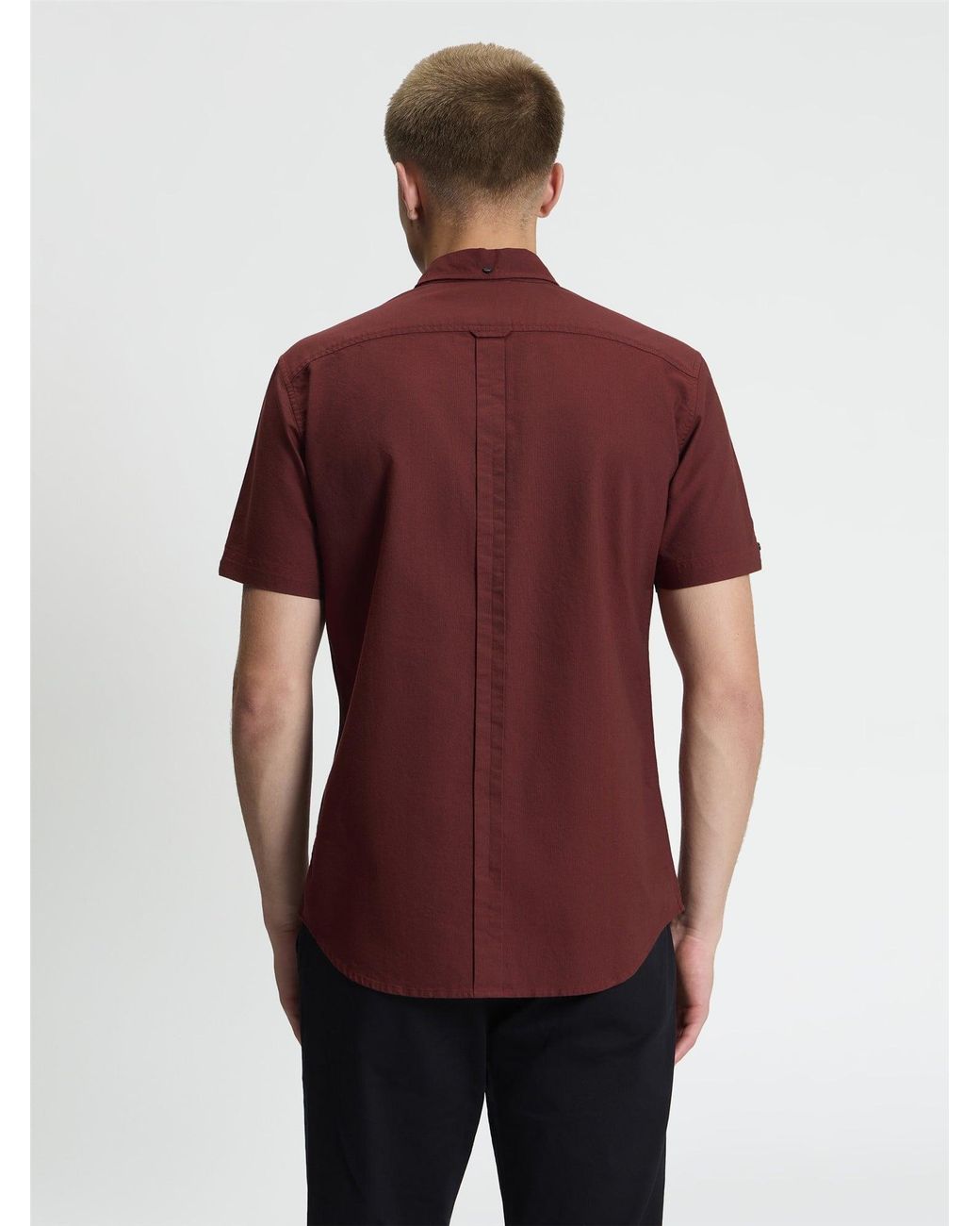 Ben Sherman Red Short Sleeve Signature Oxford Shirt In Sienna for men