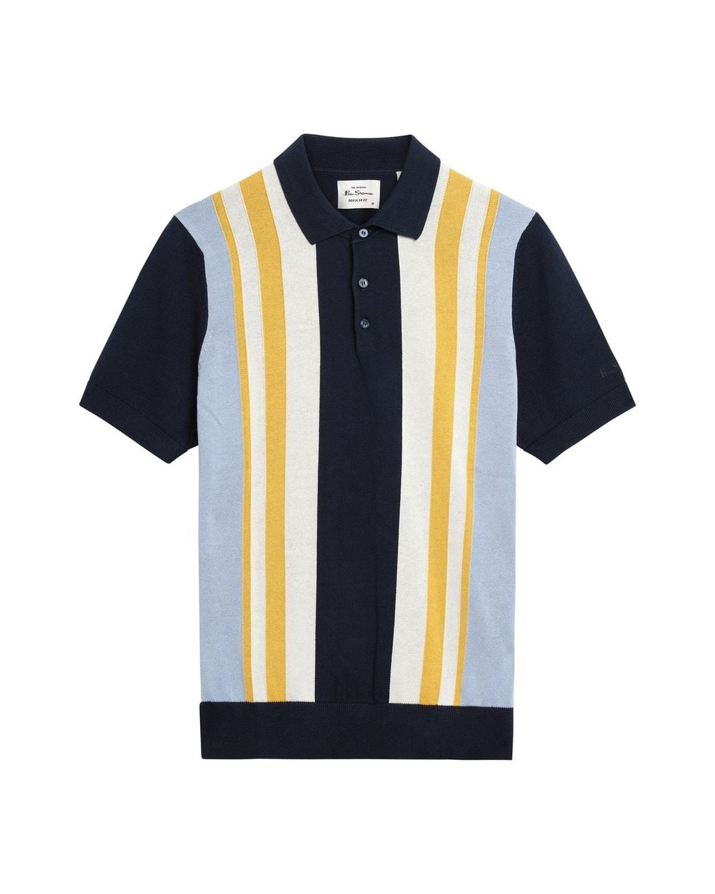 Ben Sherman Blue Short Sleeve Vertical Stripe Knitted Polo In Dark Navy for men