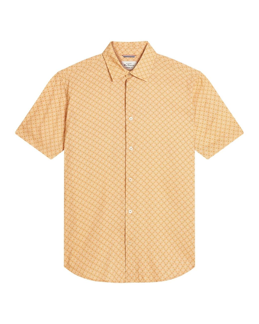Ben Sherman Blue Short Sleeve Linear Geo Print Shirt In New Gold for men