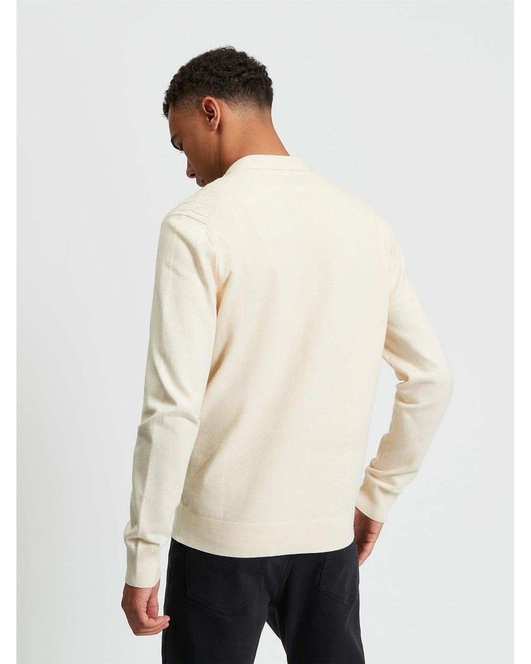Ben Sherman White Button Through Cable Polo In for men