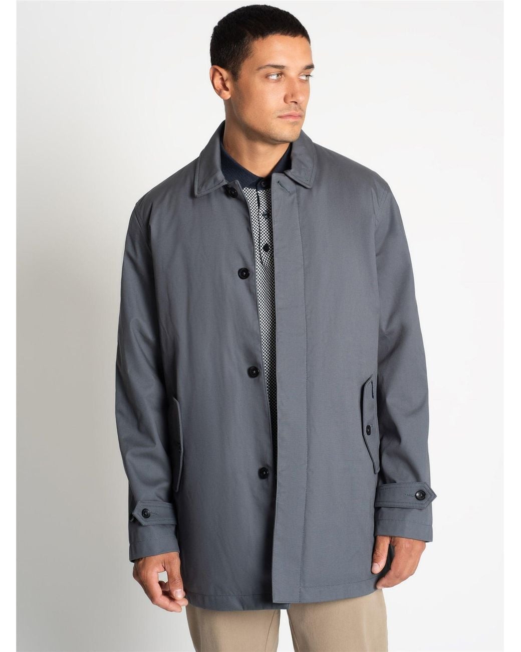 Ben Sherman Blue Wadded Bonded Mac In for men